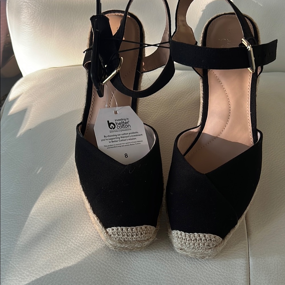 Black Espadrille Wedge Sandals